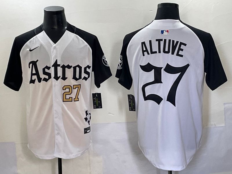 Men 2025 Houston Astros #27 Altuve White Black Five generations Joint Name Nike MLB Jersey style 4->houston astros->MLB Jersey